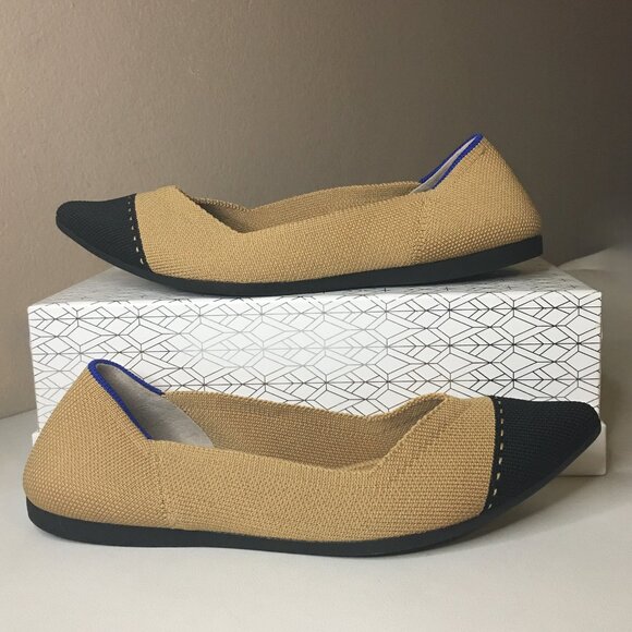 ROTHY'S "The Point II" Camel Captoe Knit Fabric Slip On Ballet Flats 🌷 NEW!! - Picture 2 of 16